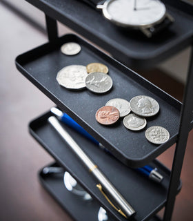 White Magnetic Placemat Organizer holding mats on kitchen fridge by Yamazaki home. view 11