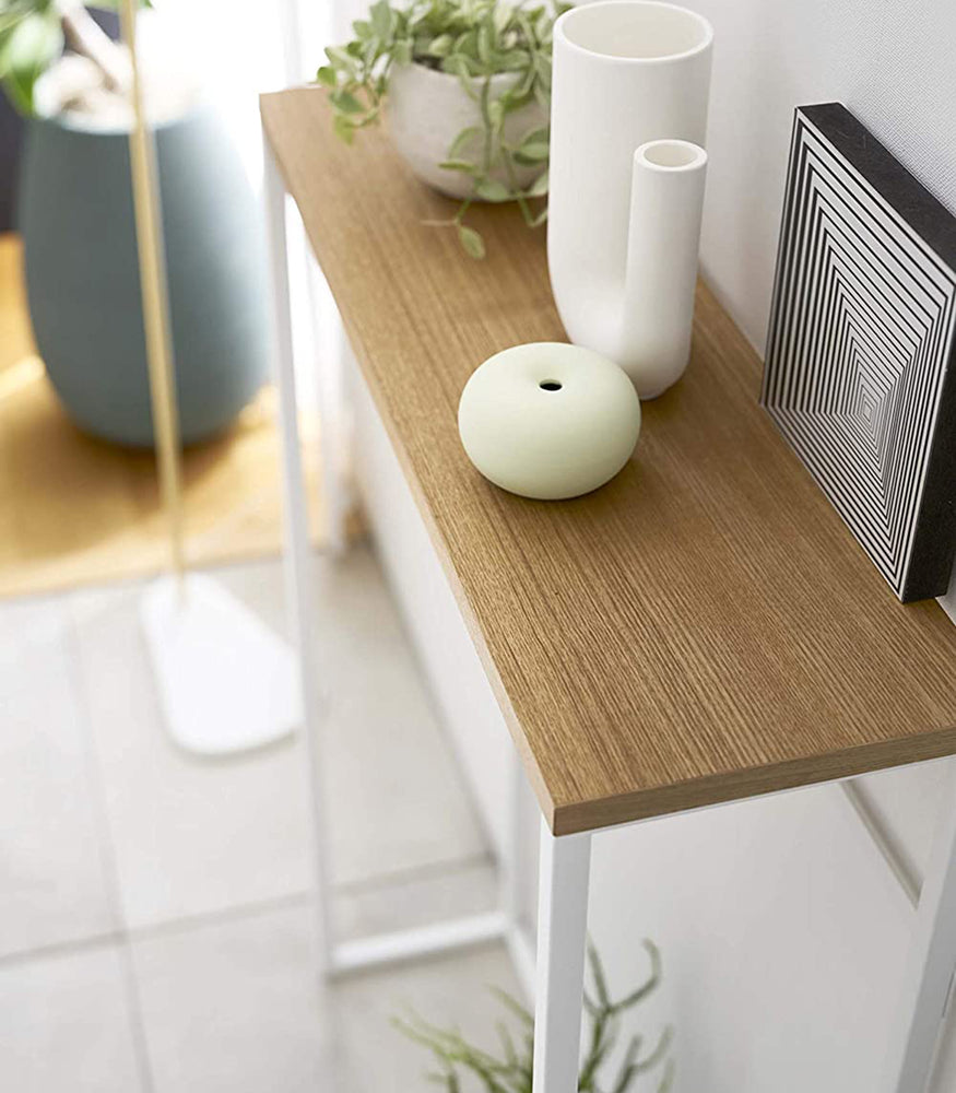 View 6 - Aerial view of Narrow Entryway Console Table by Yamazaki Home.