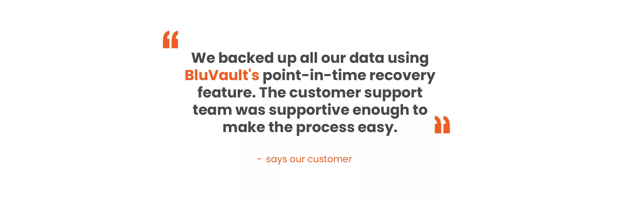 BluVault's point-in-time recovery feature - Data backup
