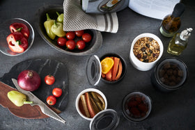 Aerial view of black Ceramic Canister containing food on kitchen counter by Yamazaki Home. view 19