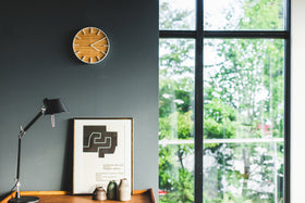 Front view of white Wall Clock on wall in bedroom by Yamazaki Home. view 5