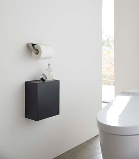 Black Wall-Mount Storage on bathroom wall by Yamazaki Home. view 9