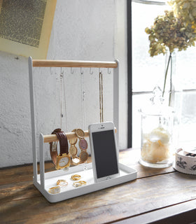 Aerial view of white Undershelf Organizer holding spices in kitchen by Yamazaki Home. view 4