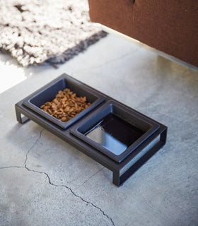 Aerial view of black Pet Food Bowl displaying pet food by Yamazaki Home. view 9