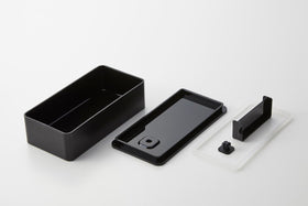 Black Vacuum-Sealing Bento Box disassembled on white background by Yamazaki Home. view 26