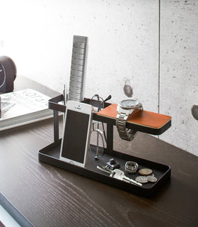 Black Desk Organizer holding desk items by Yamazaki Home. view 8