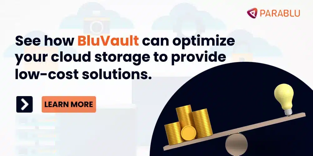 Learn how Parablu's BluVault Cloud Storage Solution can optimize your cloud data management and provide low cost solitions.