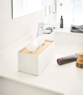 White Tissue Case holding tissues by Yamazaki Home. view 4