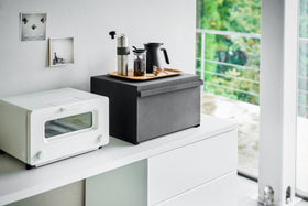 Black Bread Box on kitchen shelf counter by Yamazaki Home. view 9